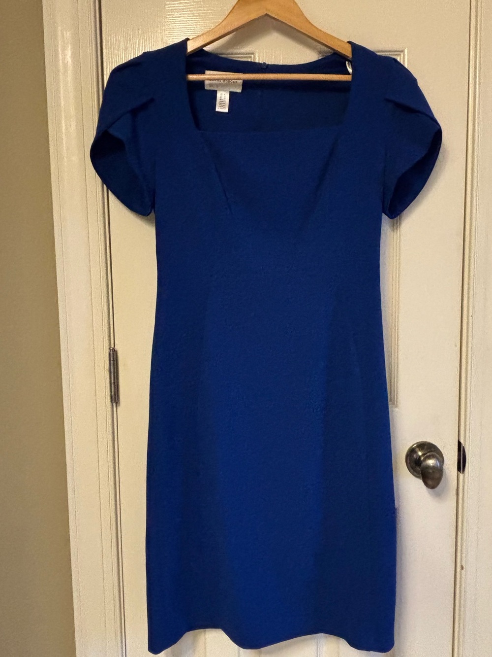 Donna Morgan Royal Blue Square-Neck Midi Dress